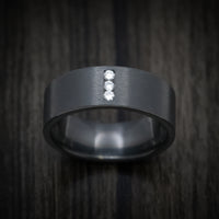 Black Zirconium Men's Ring with Vertical White Diamonds
