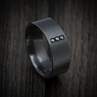 Black Zirconium Men's Ring with Vertical Black Diamonds