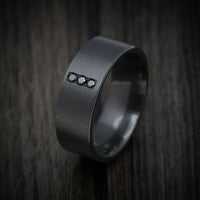 Black Zirconium Men's Ring with Vertical Black Diamonds