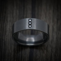 Black Zirconium Men's Ring with Vertical Black Diamonds