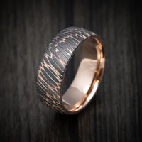 Darkened Superconductor Men's Ring with 14K Rose Gold Sleeve