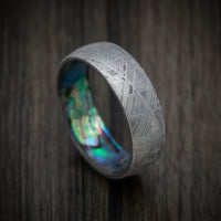 Gibeon Meteorite Ring with Abalone Sleeve Custom Made Band