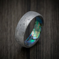 Gibeon Meteorite Ring with Abalone Sleeve Custom Made Band