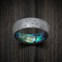Gibeon Meteorite Ring with Abalone Sleeve Custom Made Band