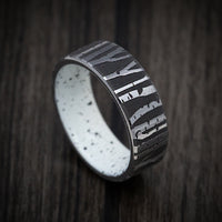 Tantalum Men's Ring with Aspen Design and Bark Pattern Cerakote Sleeve