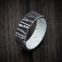 Tantalum Men's Ring with Aspen Design and Bark Pattern Cerakote Sleeve
