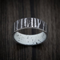 Tantalum Men's Ring with Aspen Design and Bark Pattern Cerakote Sleeve