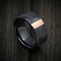 Black Titanium or Black Zirconium Men's Ring with Copper Vertical Inlay