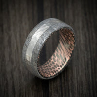 Gibeon Meteorite Men's Ring with Darkened Superconductor Sleeve and Platinum Inlay