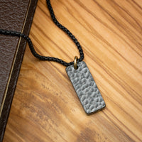 Black Zirconium Hammered Pendant and Chain
