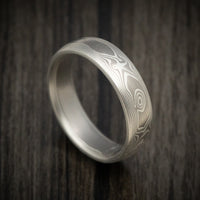 Handmade Palladium and Silver Mokume Gane Woodgrain Pattern Men's Ring