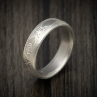 Handmade Palladium and Silver Mokume Gane Woodgrain Pattern Men's Ring