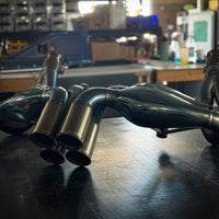 Black Titanium Signet Ring with Supercar Ron Authentic Hypercar Exhaust Inlay