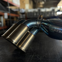 Black Titanium Signet Ring with Supercar Ron Authentic Hypercar Exhaust Inlay