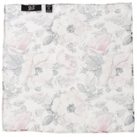 Painted Floral Gray Necktie and Pocket Square Gift Set