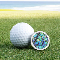 Titanium and Abalone Premium Golf Ball Marker by Doubloon Golf