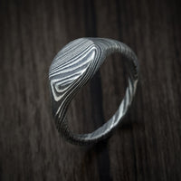 Woodgrain Kuro Damascus Steel Small Signet Ring