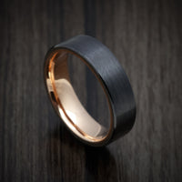 Black Zirconium Men's Ring with 14K Gold Sleeve