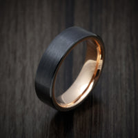 Black Zirconium Men's Ring with 14K Gold Sleeve