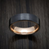Black Zirconium Men's Ring with 14K Gold Sleeve