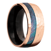 10K Rose Gold + Hammer , Hammer Finish + Ebony