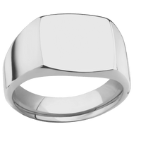 Medium Cushion signet ring (14x14mm) in Titanium, with a Wide style band.