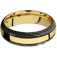 Damascus + Acid Finish + 18K Yellow Gold