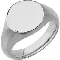Medium Circle signet ring (14mm) in Titanium, with a Wide style band.