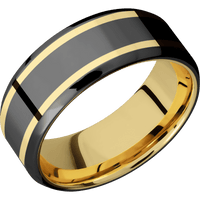 Zirconium + Polish , Polish Finish + 14K Yellow Gold