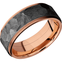 14K Rose Gold + Polish , Sand Finish