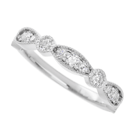 14K White Gold band with alternating 7 Round Lab Grown Diamond and 6 Round Lab Grown Diamond having TCW-.47