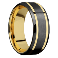 Zirconium + Satin , Polish Finish + 14K Yellow Gold