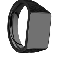 Medium Horizontal Rectangle signet ring (16x11.5mm) in Zirconium, with a Wide style band.