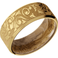 10K Yellow Gold + Anglesatin , Satin Finish + Whiskey Barrel