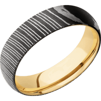Damascus + Acid Finish + 10K Yellow Gold