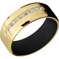 14K Yellow Gold + Satin , Polish Finish + Black