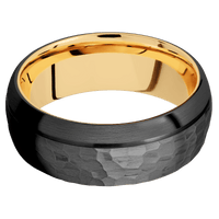 Zirconium + Hammer , Satin Finish + 14K Yellow Gold