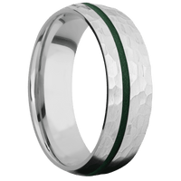 14K White Gold + Hammer , Hammer Finish