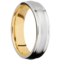 14K White Gold + Satin , Polish Finish + 10K Yellow Gold