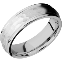 10K White Gold + Hammer , Polish Finish