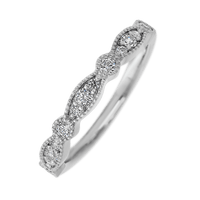 14K White Gold band with 7 Round and 6 Round Lab Grown Diamond having TCW-.27