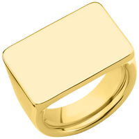 Extra Large Horizontal Rectangle signet ring in 18K Yellow Gold, with a Wide style band.