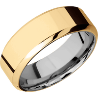 14K Yellow Gold + Polish , Polish Finish + Titanium