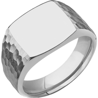 Medium Cushion signet ring (14x14mm) in Titanium, with a Wide style band.
