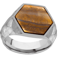 Large Hexagon signet ring (18.5x16mm) in Titanium, with a Wide style band, a Tigers Eye inlay.