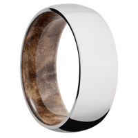 10K White Gold + Polish Finish + Maple Burl