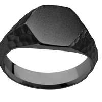 Medium Hexagon signet ring (13.9x12mm) in Zirconium, with a Wide style band.