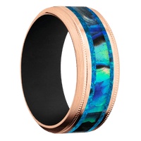 14K Rose Gold + Hammer , Satin Finish + Black
