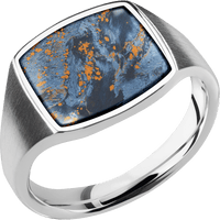 Medium Cushion signet ring (14x14mm) in Palladium Silver, with a Thin style band, a Pietersite inlay.