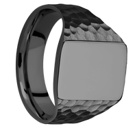 Medium Rectangle signet ring (16x11.5mm) in Zirconium, with a Wide style band.